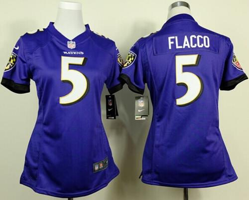  Ravens #5 Joe Flacco Purple Team Color Women's Stitched NFL New Elite Jersey