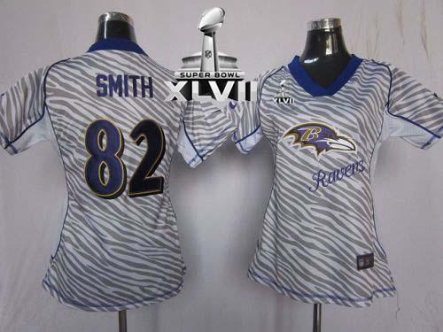  Ravens #82 Torrey Smith Zebra Super Bowl XLVII Women's Stitched NFL Elite Jersey