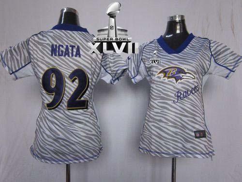  Ravens #92 Haloti Ngata Zebra Super Bowl XLVII Women's Stitched NFL Elite Jersey