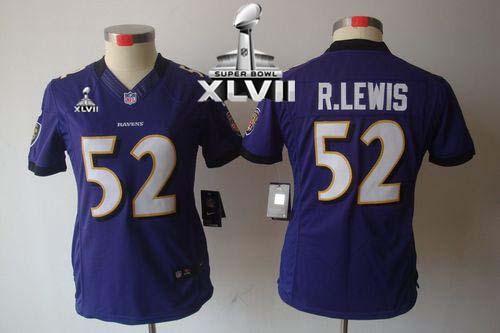 Ravens #52 Ray Lewis Purple Team Color Super Bowl XLVII Women's Stitched NFL Limited Jersey