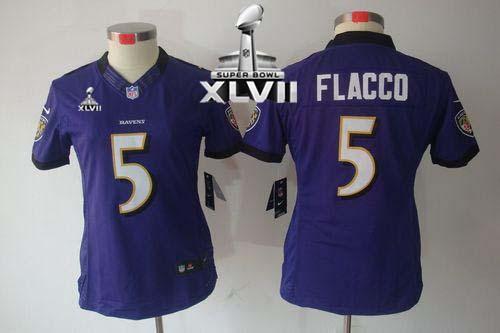  Ravens #5 Joe Flacco Purple Team Color Super Bowl XLVII Women's Stitched NFL Limited Jersey