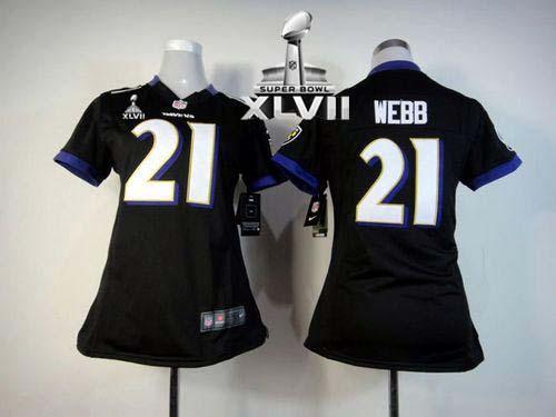  Ravens #21 Lardarius Webb Black Alternate Super Bowl XLVII Women's Stitched NFL Elite Jersey