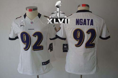  Ravens #92 Haloti Ngata White Super Bowl XLVII Women's Stitched NFL Limited Jersey