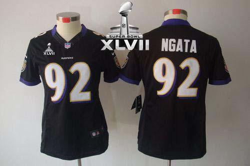  Ravens #92 Haloti Ngata Black Alternate Super Bowl XLVII Women's Stitched NFL Limited Jersey