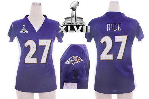  Ravens #27 Ray Rice Purple Team Color Draft Him Name & Number Top Super Bowl XLVII Women's Stitched NFL Elite Jersey