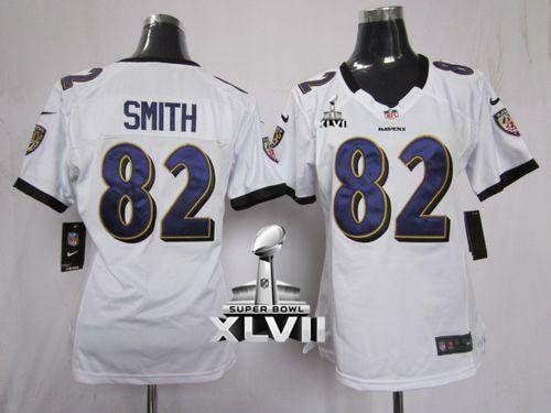  Ravens #82 Torrey Smith White Super Bowl XLVII Women's Stitched NFL Elite Jersey