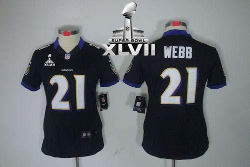  Ravens #21 Lardarius Webb Black Alternate Super Bowl XLVII Women's Stitched NFL Limited Jersey