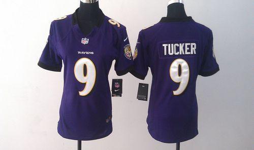  Ravens #9 Justin Tucker Purple Team Color Women's Stitched NFL Elite Jersey