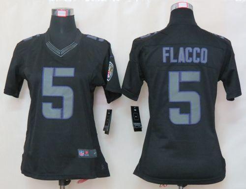 Ravens #5 Joe Flacco Black Impact Women's Stitched NFL Limited Jersey