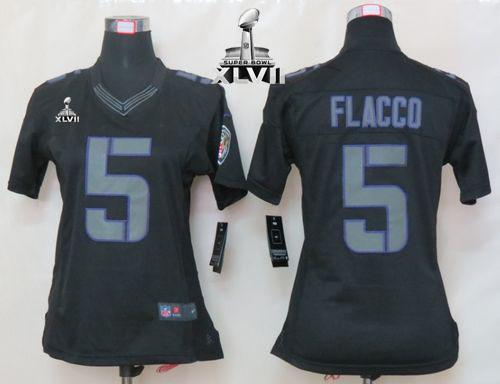  Ravens #5 Joe Flacco Black Impact Super Bowl XLVII Women's Stitched NFL Limited Jersey