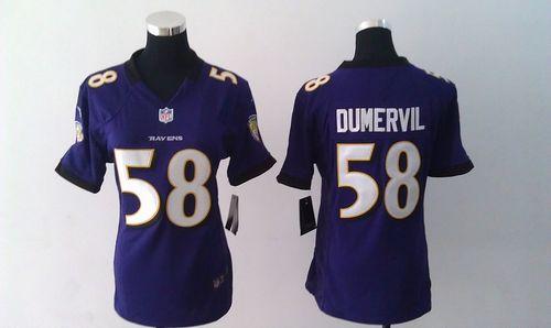  Ravens #58 Elvis Dumervil Purple Team Color Women's Stitched NFL Elite Jersey