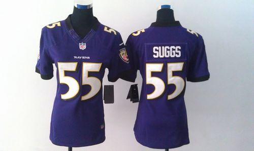  Ravens #55 Terrell Suggs Purple Team Color Women's Stitched NFL Limited Jersey