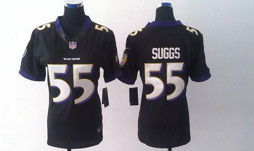  Ravens #55 Terrell Suggs Black Alternate Women's Stitched NFL Limited Jersey