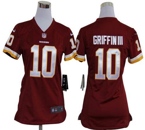  Redskins #10 Robert Griffin III Burgundy Red Team Color Women's Stitched NFL Elite Jersey