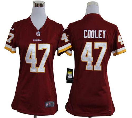  Redskins #47 Chris Cooley Burgundy Red Team Color Women's Stitched NFL Elite Jersey