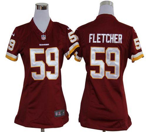  Redskins #59 London Fletcher Burgundy Red Team Color Women's Stitched NFL Elite Jersey