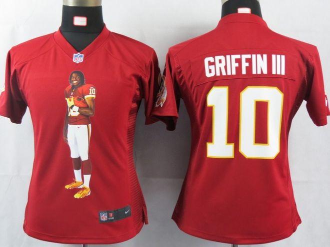  Redskins #10 Robert Griffin III Burgundy Red Team Color Women's Portrait Fashion NFL Game Jersey