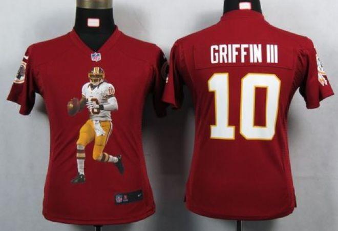  Redskins #10 Robert Griffin III Burgundy Red Team Color Women's Portrait Fashion NFL Game Jersey