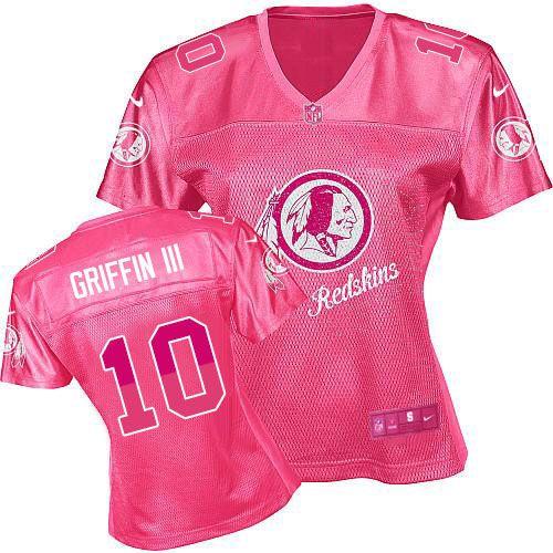  Redskins #10 Robert Griffin III Pink Women's Fem Fan NFL Game Jersey