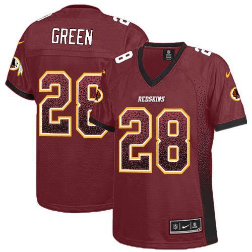  Redskins #28 Darrell Green Burgundy Red Team Color Women's Stitched NFL Elite Drift Fashion Jersey
