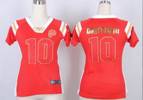  Redskins #10 Robert Griffin III Burgundy Red Team Color Women's Stitched NFL Elite Draft Him Shimmer Jersey