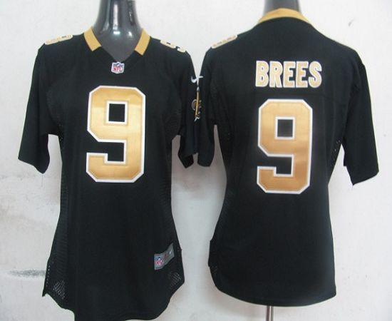  Saints #9 Drew Brees Black Team Color Women's Stitched NFL Elite Jersey