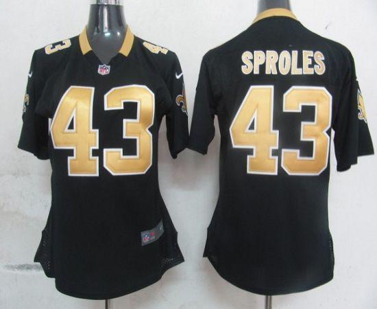  Saints #43 Darren Sproles Black Team Color Women's Stitched NFL Elite Jersey