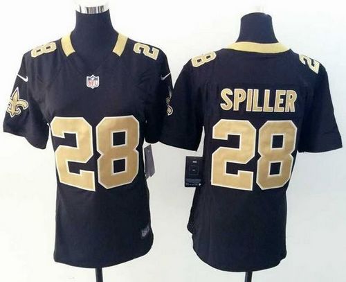  Saints #28 C.J. Spiller Black Team Color Women's Stitched NFL Elite Jersey