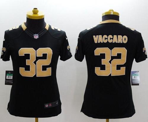  Saints #32 Kenny Vaccaro Black Team Color Women's Stitched NFL Limited Jersey