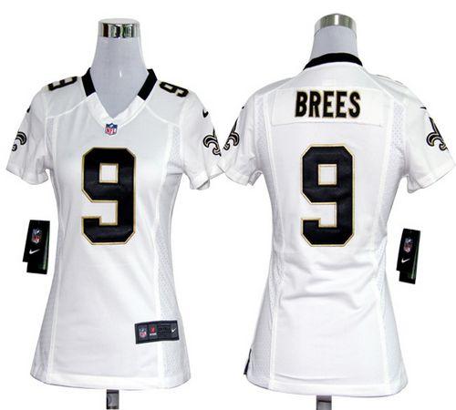  Saints #9 Drew Brees White Women's Stitched NFL Elite Jersey