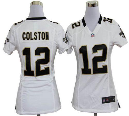  Saints #12 Marques Colston White Women's Stitched NFL Elite Jersey