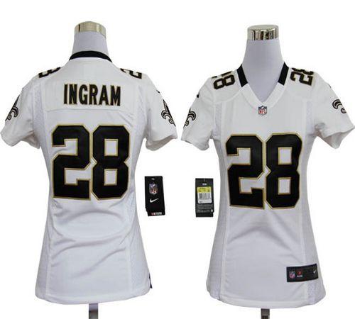  Saints #28 Mark Ingram White Women's Stitched NFL Elite Jersey