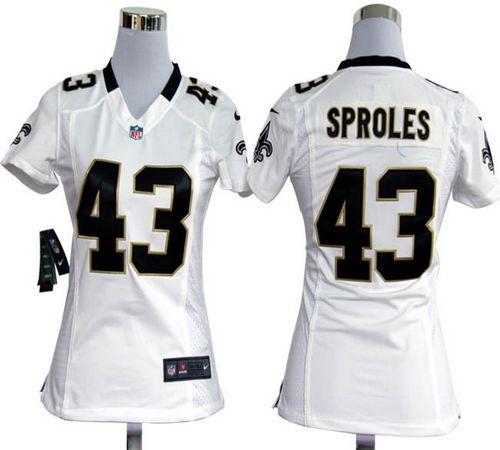  Saints #43 Darren Sproles White Women's Stitched NFL Elite Jersey