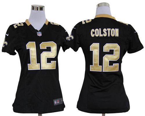  Saints #12 Marques Colston Black Team Color Women's Stitched NFL Elite Jersey