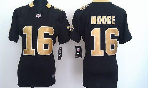  Saints #16 Lance Moore Black Team Color Women's Stitched NFL Elite Jersey