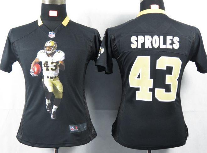  Saints #43 Darren Sproles Black Team Color Women's Portrait Fashion NFL Game Jersey