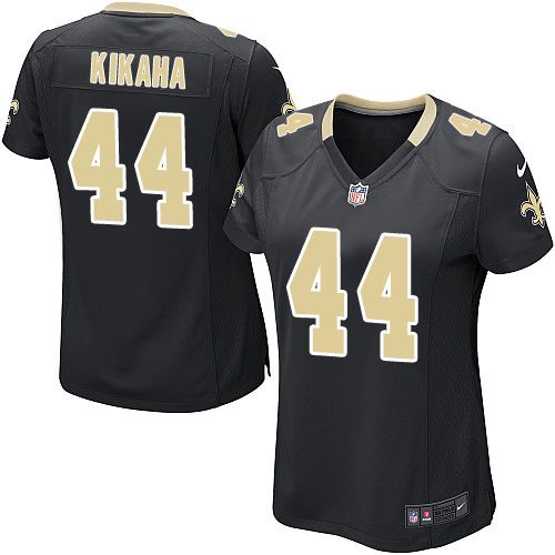  Saints #44 Hau'oli Kikaha Black Team Color Women's Stitched NFL Elite Jersey
