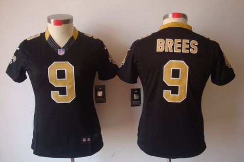 Saints #9 Drew Brees Black Team Color Women's Stitched NFL Limited Jersey