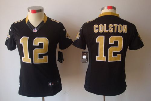  Saints #12 Marques Colston Black Team Color Women's Stitched NFL Limited Jersey