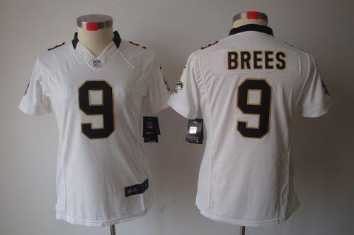  Saints #9 Drew Brees White Women's Stitched NFL Limited Jersey