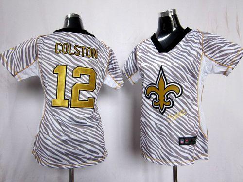  Saints #12 Marques Colston Zebra Women's Stitched NFL Elite Jersey