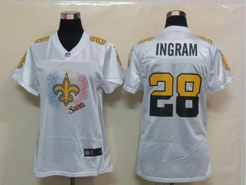  Saints #28 Mark Ingram White Women's Fem Fan NFL Game Jersey
