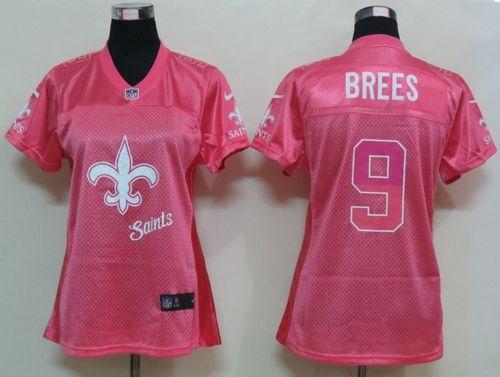  Saints #9 Drew Brees Pink Women's Fem Fan NFL Game Jersey
