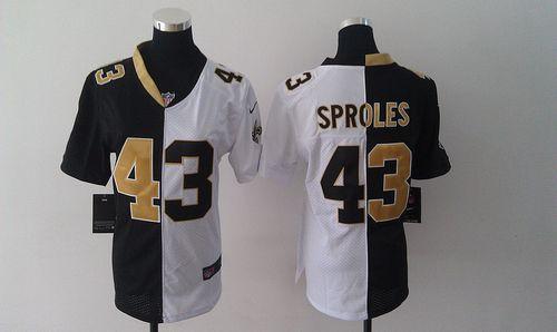  Saints #43 Darren Sproles Black/White Women's Stitched NFL Elite Split Jersey