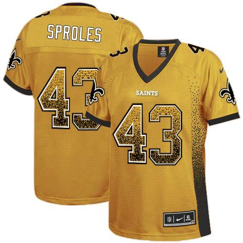  Saints #43 Darren Sproles Gold Women's Stitched NFL Elite Drift Fashion Jersey