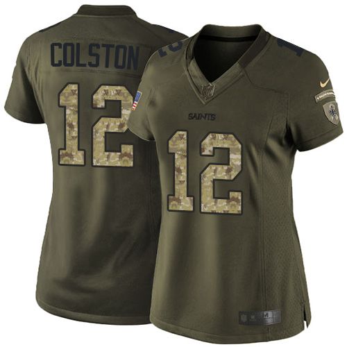  Saints #12 Marques Colston Green Women's Stitched NFL Limited Salute to Service Jersey