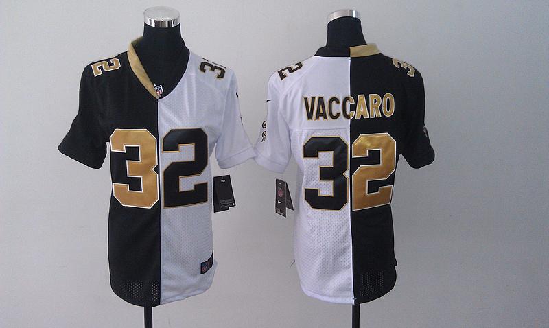  Saints #32 Kenny Vaccaro Black/White Women's Stitched NFL Elite Split Jersey