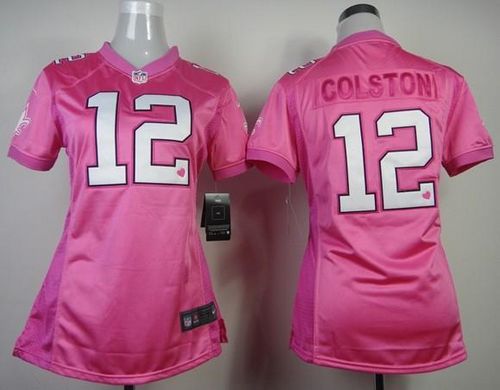  Saints #12 Marques Colston Pink New Women's Be Luv'd Stitched NFL Elite Jersey