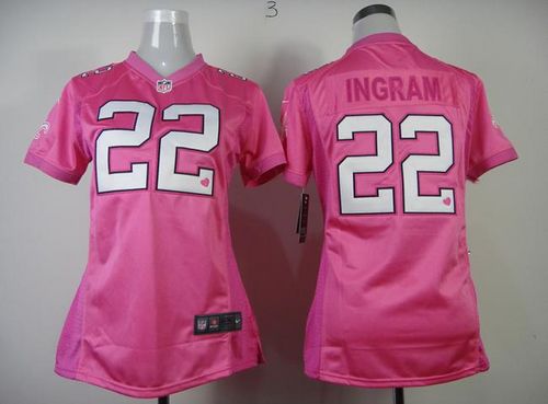  Saints #22 Mark Ingram Pink New Women's Be Luv'd Stitched NFL Elite Jersey