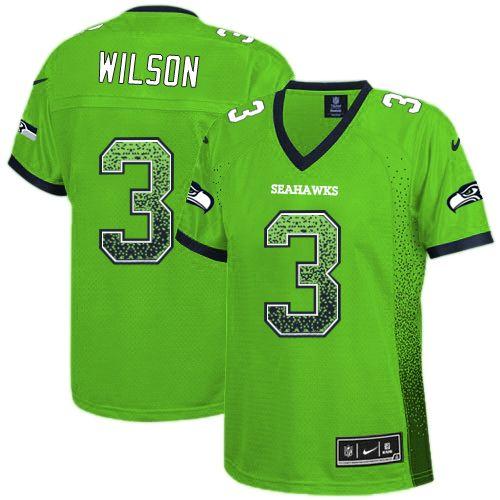  Seahawks #3 Russell Wilson Green Women's Stitched NFL Elite Drift Fashion Jersey